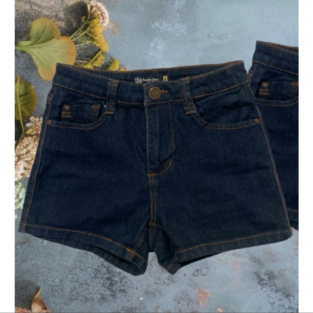 Dark Denim High-Waisted Shorts